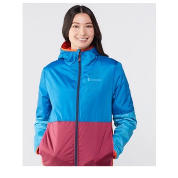 Cotopaxi Women’s Large Teca Calido Hooded Insulated Jacket NWT Blue Orange - Picture 7 of 14